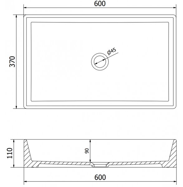 Mexen Goya плот мивка 60 x 37 см, черна мат- 22186085