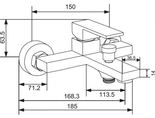 Mexen Uno R62 комплект за вана, златен - 71403R62-50