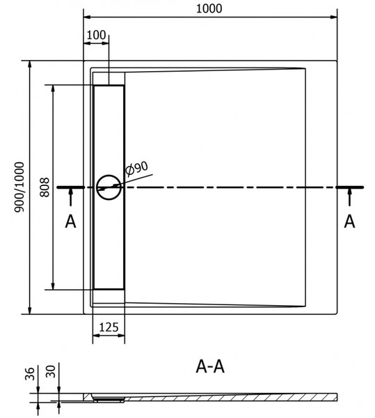 Mexen Amon квадратен душ подложка SMC 100 x 100 см, бял - 4F101010