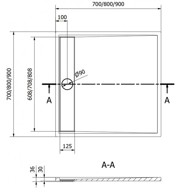 Mexen Amon квадратен душ корито SMC 80 x 80 см, сив - 4F618080