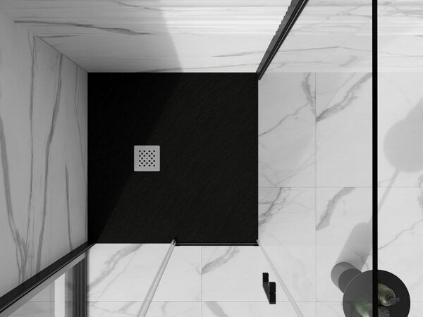 Mexen Stone+ композитен квадратен душ-басейн 70 x 70 см, черен - 44707070