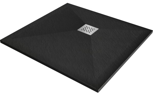 Mexen Stone+ композитен квадратен душ-басейн 70 x 70 см, черен - 44707070