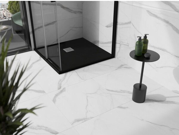 Mexen Stone+ композитен квадратен душ-басейн 70 x 70 см, черен - 44707070