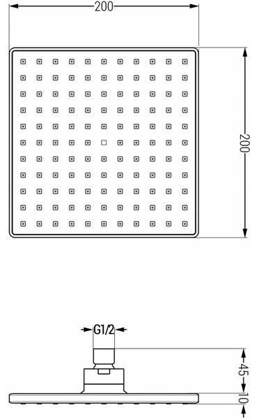 Mexen D-45 дъждовна глава 20x20 см, хром - 79745-00