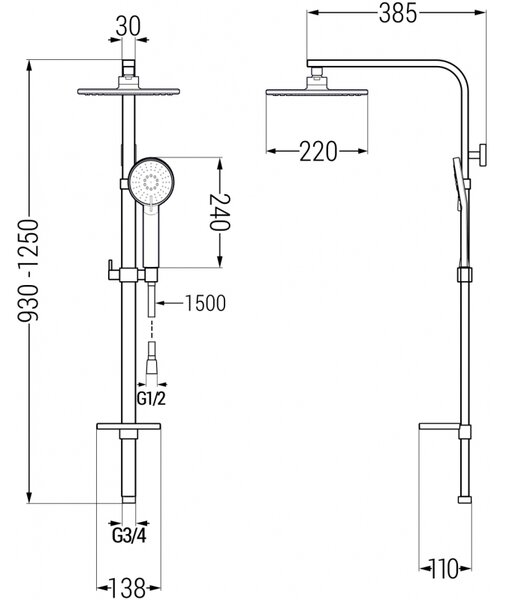 Mexen Q40 колона за душ, златна - 798404095-50