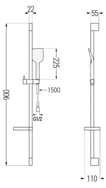 Mexen Zero DS62 комплект за вана, черен - 71103DS62-70