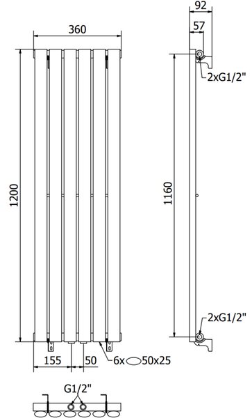 Mexen Oregon декоративен радиатор 1200 x 360 mm, 417 W, бял - W202-1200-350-00-20
