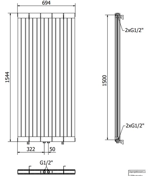 Mexen Waco декоративен радиатор 1544 x 694 mm, 1550 W, бял - W217-1544-694-00-20