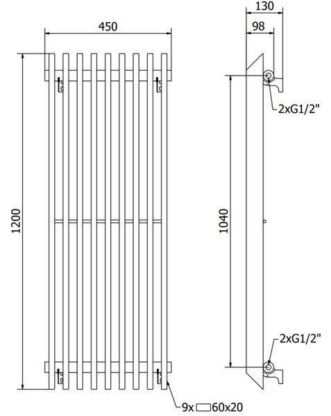 Mexen Aurora декоративен радиатор 1200 x 450 мм, 917 W, бял - W212-1200-450-00-20