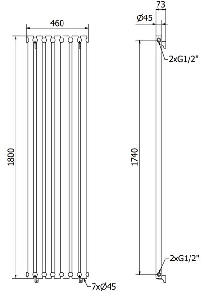 Mexen Texas декоративен радиатор 1800 x 460 mm, 965 W, бял - W203-1800-460-00-20