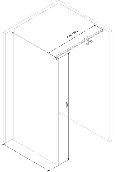 Mexen Kioto Душ преграда Walk-in 80 x 200 см, черна решетка 8 мм, черна - 800-080-101-70-77