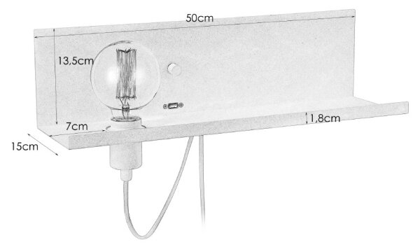 Markslöjd 106969 - Димируема Стенна лампа s USB MULTI 1xE27/60W/230V