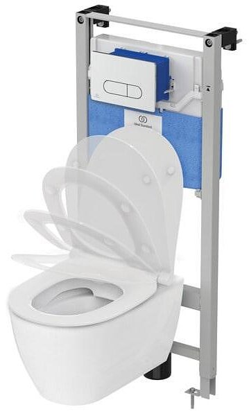 I.Life O WC комплект за вграждане: конзолна тоалетна чиния без ръб HydroTwist/седалка/структура/бутон