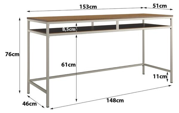 Работна маса с орехов плот 51x153 cm Bradford – Støraa