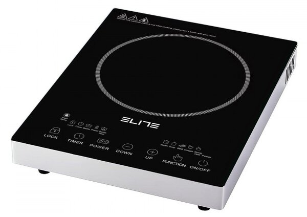Единичен инфрачервен котлон Elite EFP-1294BU, 2200W, 20 см, LED дисплей, Тъч управление, Таймер, Стъклокерамика, Инокс
