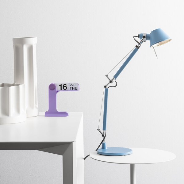 Artemide настолна лампа Tolomeo Micro, светлосиня, Син, кабинет / офис, Алуминий, Дизайн, Сенник за маса