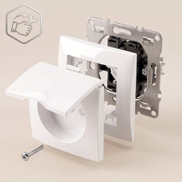 Единичен контакт със заземяване и капаче OSTE JNH005-G White