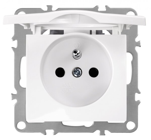 Единичен контакт със заземяване и капаче OSTE JNH005-G White