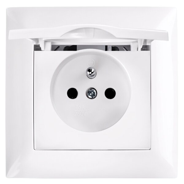 Единичен контакт със заземяване и капаче OSTE JNH005-G White