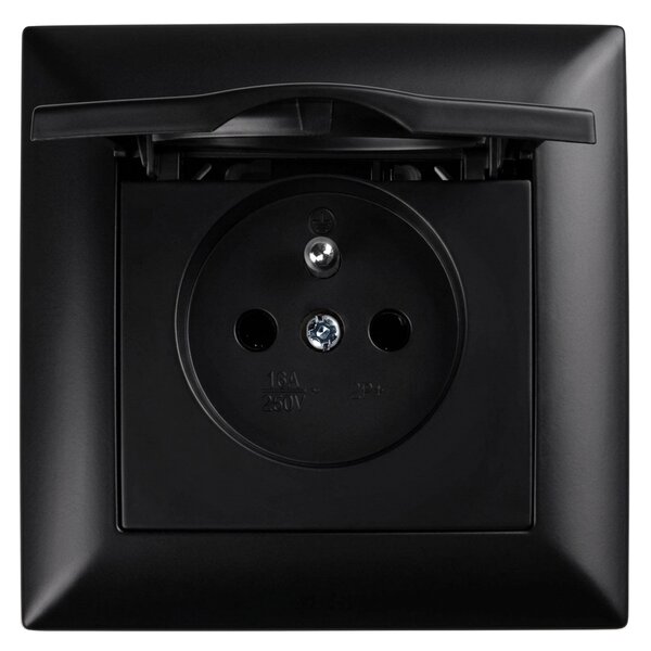 Единичен контакт със заземяване и капаче OSTE JNH005-G Black