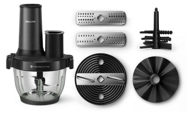 Чопър Philips HR1507/00, 650W, 2 л. вместимост, 4 ножа от неръждаема стомана, без BPA, 4 степени на работа, импулс функция, PowerChop технология, черен