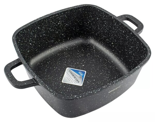 Тенджера за фурна и котлон Kinghoff KH 1601, 20x20 см, 2.8 л, Мраморно покритие, Индукция, Черен