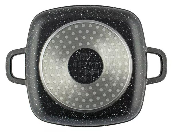 Тенджера за фурна и котлон Kinghoff KH 1601, 20x20 см, 2.8 л, Мраморно покритие, Индукция, Черен