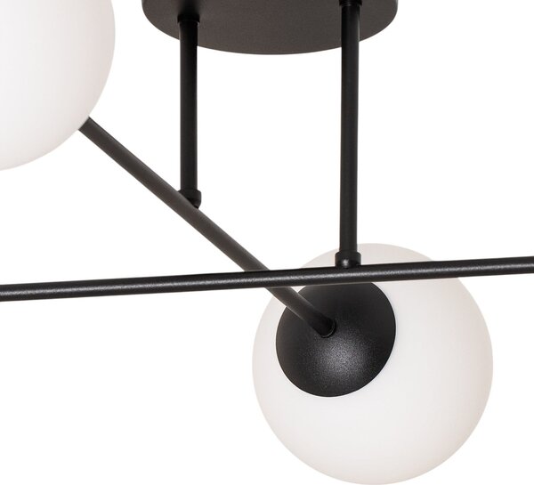 EMIBIG LIGHTING Таванна лампа „Glassy“, черна/опалова, 75 x см, с 4 крила., Затъмняване, Черен, Дневна/трапезария, Стъкло, Модерен