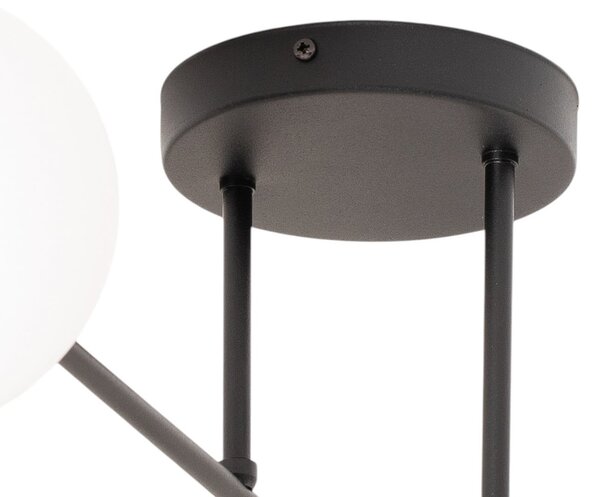 EMIBIG LIGHTING Таванна лампа „Glassy“, черна/опалова, 75 x см, с 4 крила., Затъмняване, Черен, Дневна/трапезария, Стъкло, Модерен