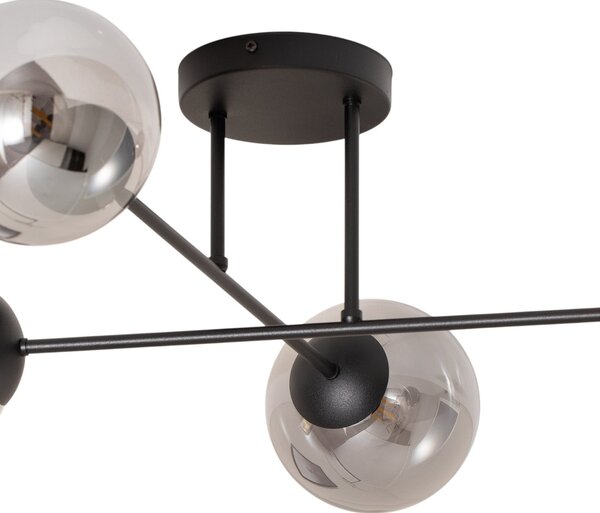 EMIBIG LIGHTING Таванна лампа „Glassy“, черна/графитна, 75 x см, 4-лампова, Затъмняване, Черен, Дневна/трапезария, Стъкло, Модерен