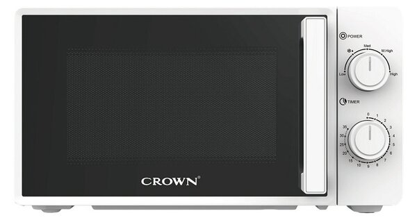 Микровълнова фурна Crown CDMO-2092W, механично управление, 700W, 20 л. обем, 5 степени на мощност, бяла