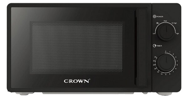 Микровълнова фурна Crown CDMO-2065B, механично управление, 700W, 20 л. обем, 5 степени на мощност, черна