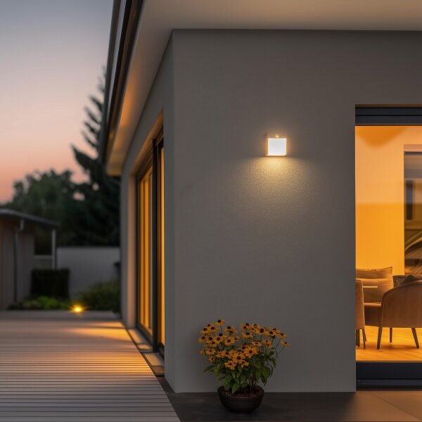 Brilagi TERNI LED/12W/230V външно стеннo осветление с сензор, сиво IP44