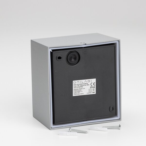 Brilagi TERNI LED/12W/230V външно стеннo осветление с сензор, сиво IP44