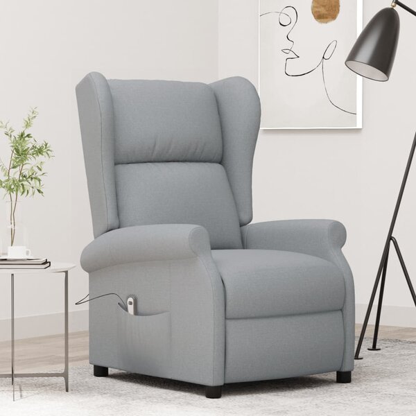 VidaXL Wingback електрически реклайнер стол, светлосив, текстил