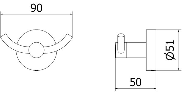 Mexen Remo двойна закачалка за кърпа, черна - 70507352-70