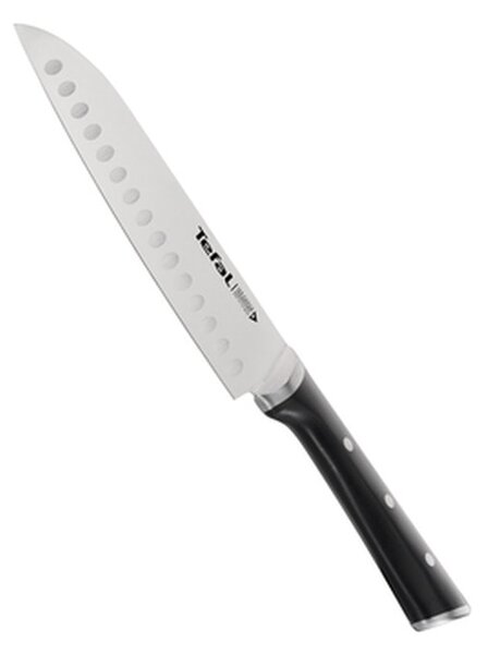 Кухненски нож Tefal K2320614, сантоку, 18 см, неръждаема стомана, черен