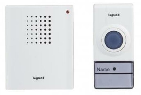 Звънец Legrand 094250, безжичен, 32 мелодии на звънене, обхват до 50m, черен