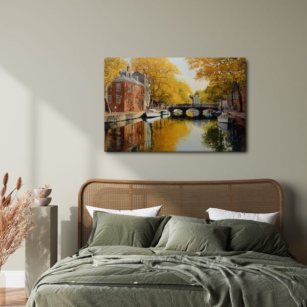 Картина на платно – Есенен канал при мост