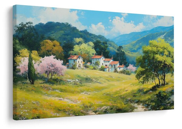 Картина на платно – Пролетен пейзаж село
