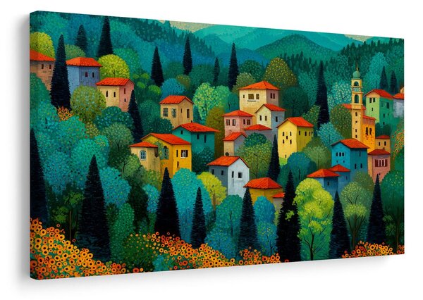 Картина на платно – Село в летния лес