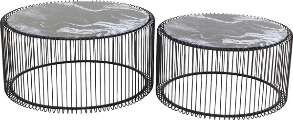 Помощна маса Wire Glass Marble Black (2/Set)
