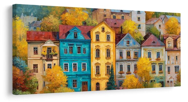 Картина на платно – Цветни къщи през есента