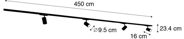 Модерна 3-фазова релсова система с 4 черни прожектори - 3-Phase Ruler