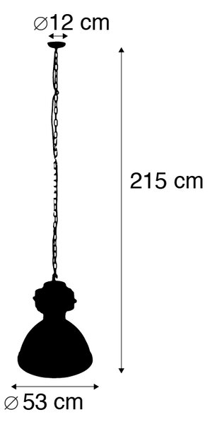 Интелигентна индустриална висяща лампа черна 53 см вкл. A60 Wifi - Sicko