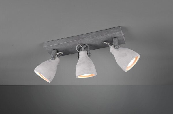 Сива стенна лампа за 3 крушки , дължина 35 cm - Trio Concrete