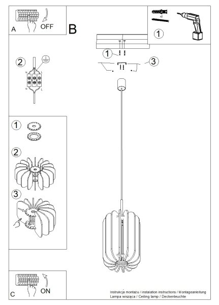 Sollux SL.1858 - Полилей на кабел MULA 1xE27/15W/230V Ø 27 см, жълт