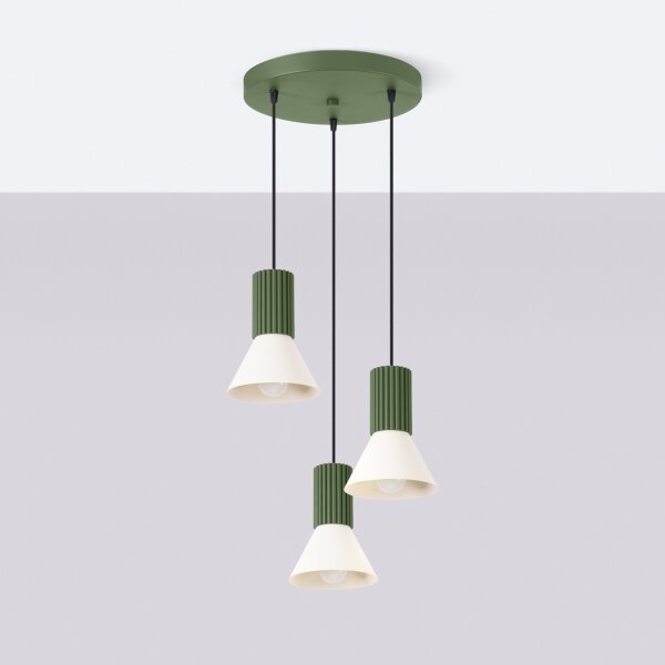 Sollux SL.1873 - Полилей на кабел ESTRIA 3xE14/10W/230V Ø 30 см зелен