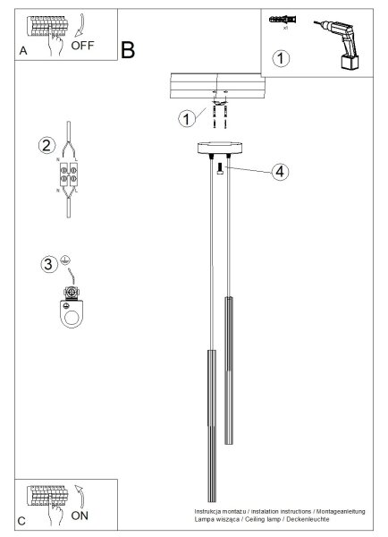 Sollux SL.1866 - Полилей на кабел ARCHE 2xG9/8W/230V бял