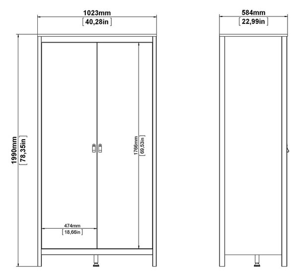 Черен гардероб 102x199 cm Madrid – Tvilum